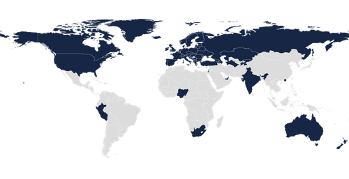 World map showing global reach